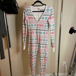 Victoria secret pink onesie with button bottom